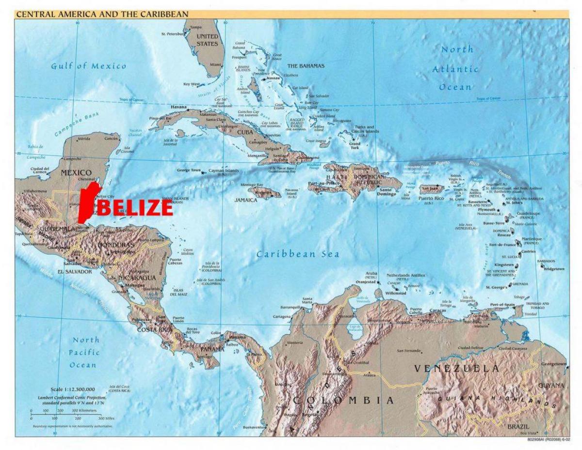 Mapa Belize W Ameryce Środkowej