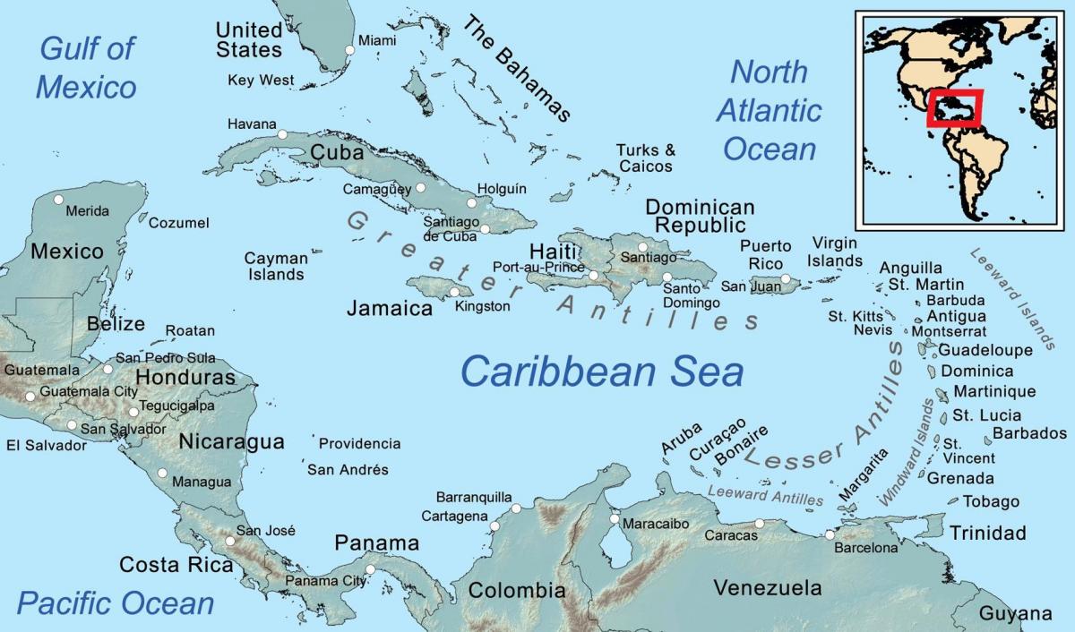 mapa Belize i pobliskie wyspy