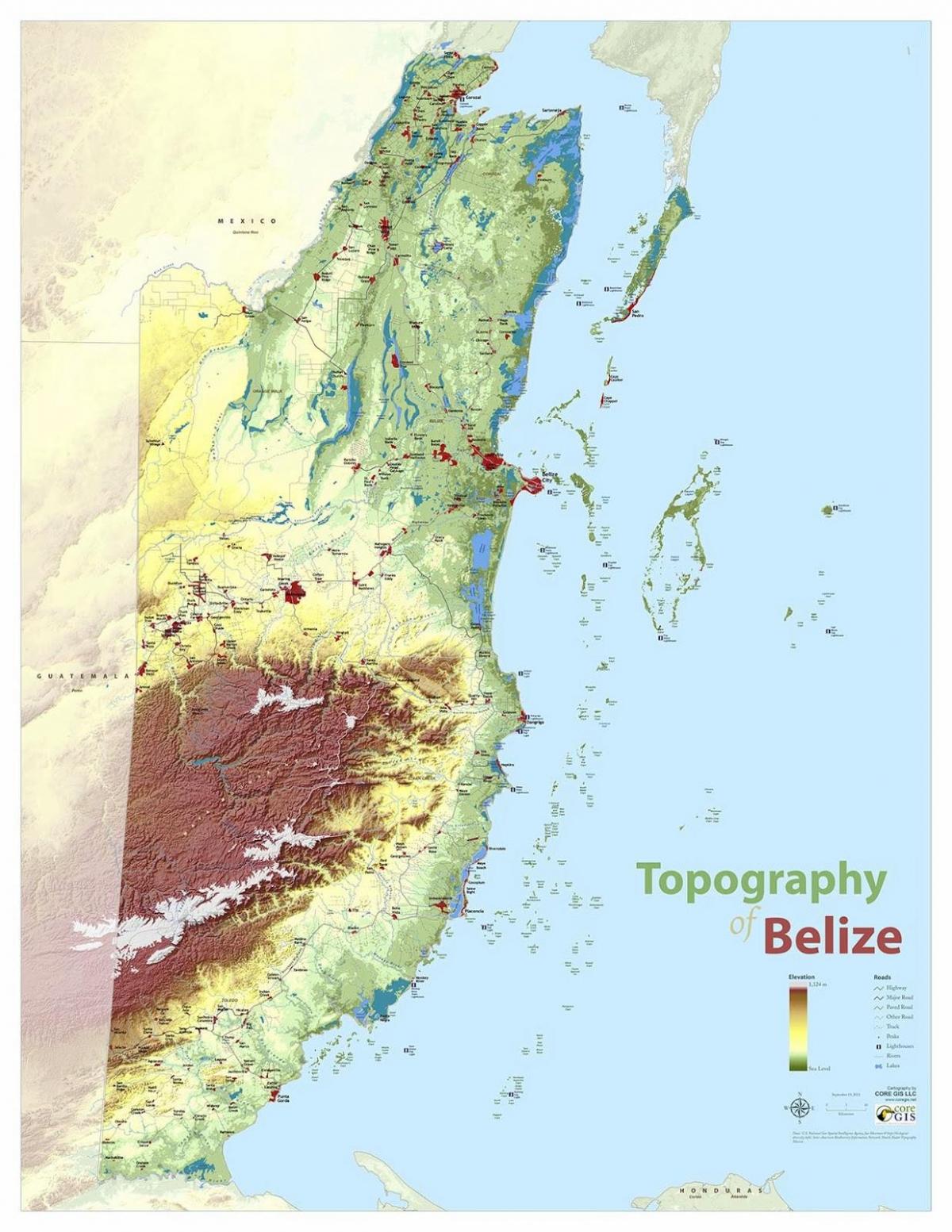 Mapa topograficzna Belize