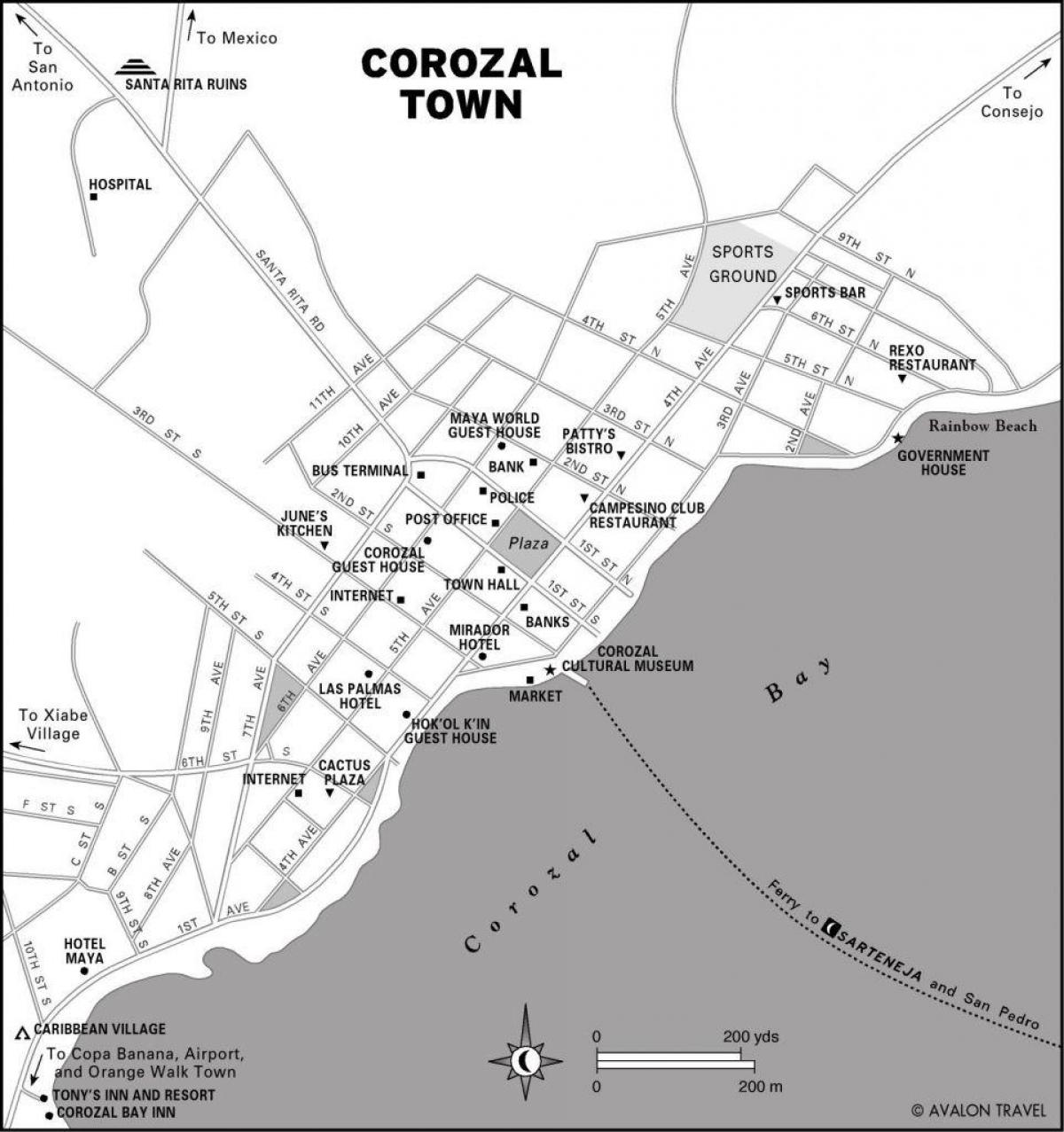 mapa корозал miasta Belize