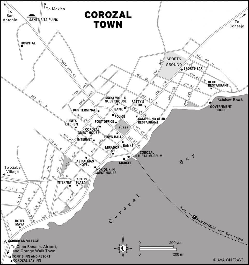 mapa корозал miasta Belize