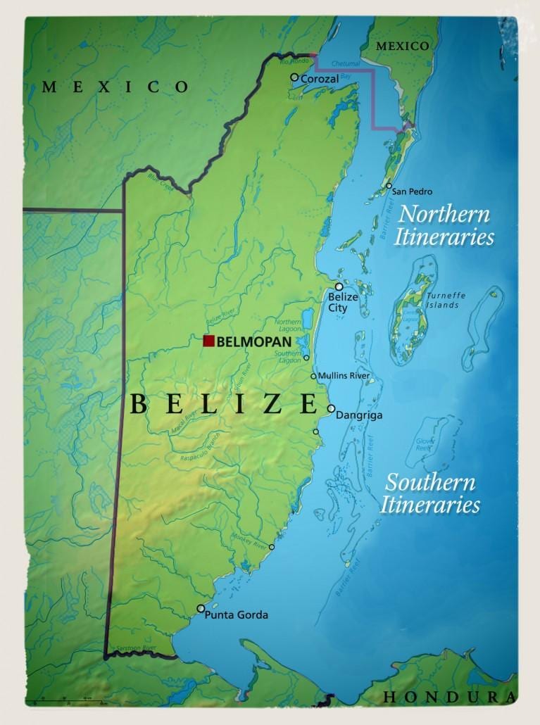 Mapa Belize żeglarstwo