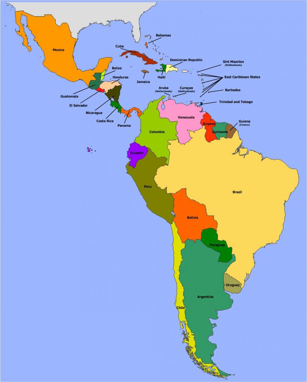 Mapa Belize Ameryka Południowa