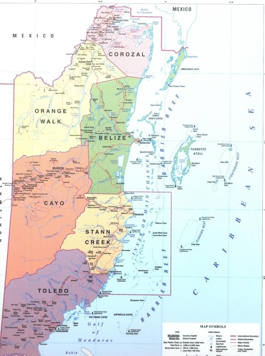 Mapa Belize powiat