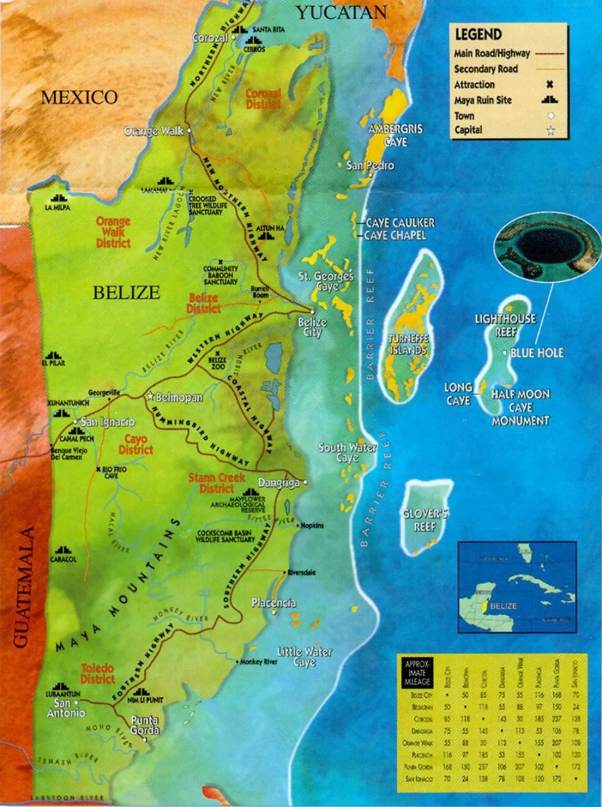 Ruiny Belize mapie