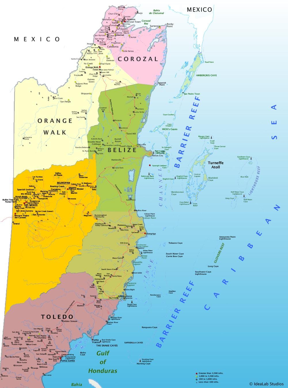 Mapa Belize z wioski