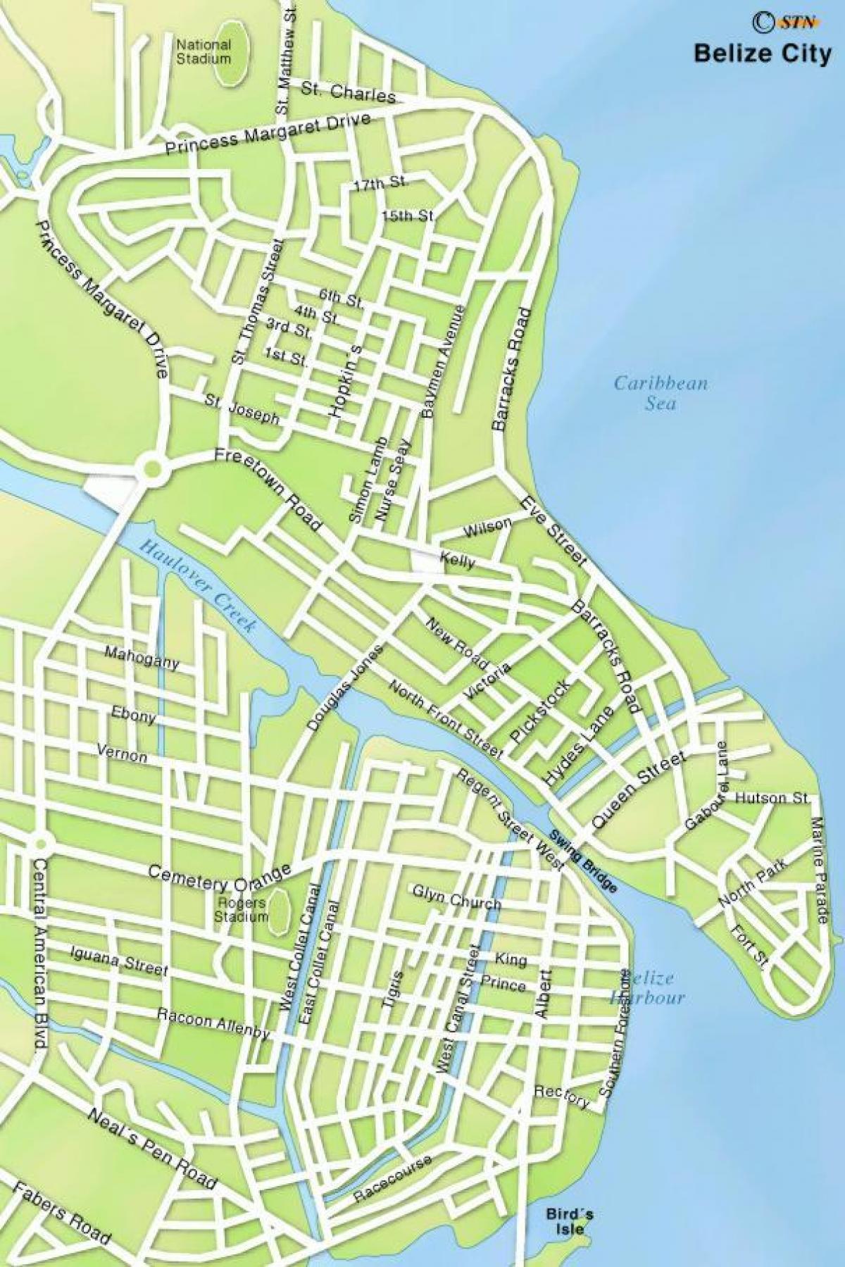 mapa miasta Belize ulicy