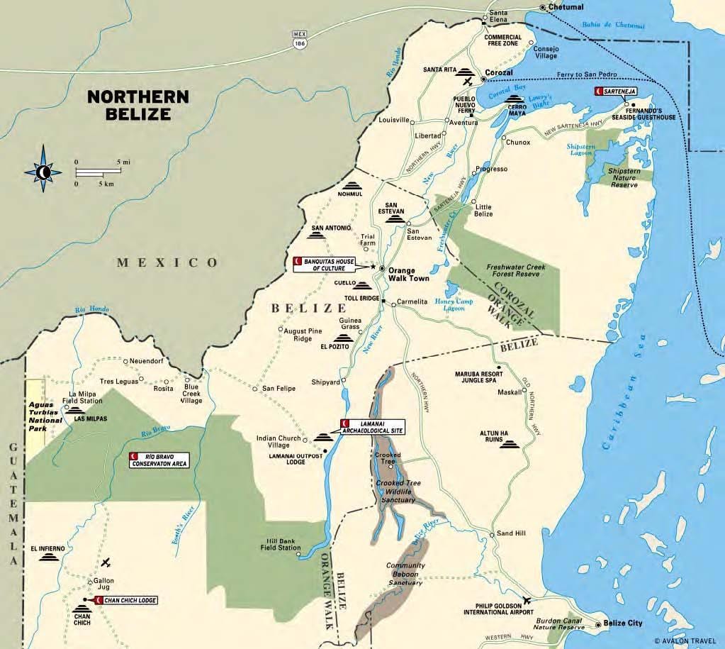 Mapa rzeki sibun Belize