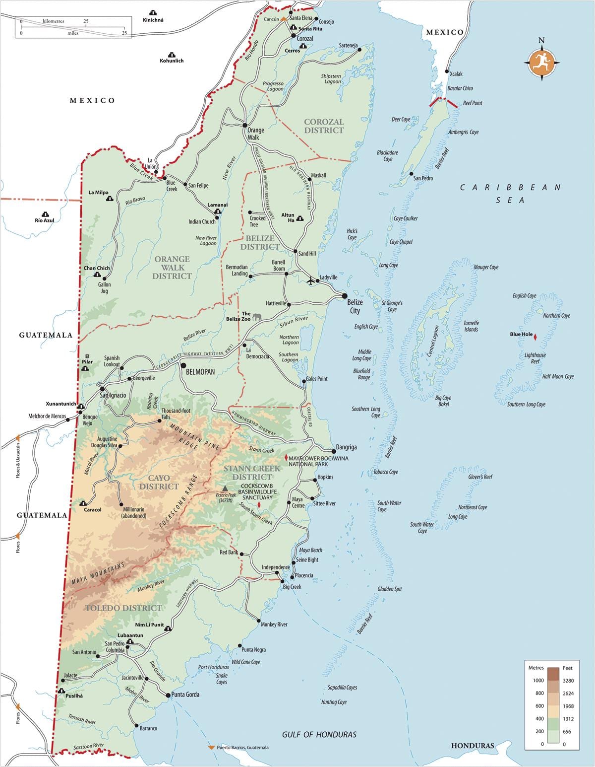 Mapa turystyka wiejska ofBelize 
