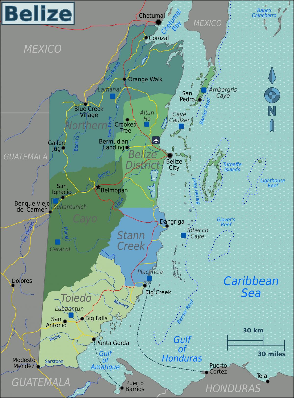 Mapa zbiorów cayeux Belize