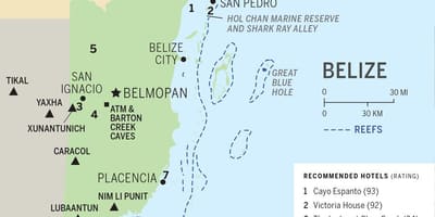 Mapa Belize plaże