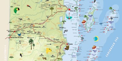 Mapa Belize zabytki