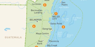 Mapa Belize i innych krajów