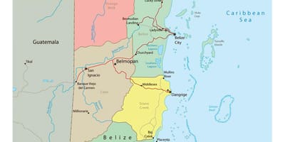 Mapa politycznych Belize