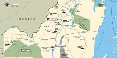 Mapa rzeki sibun Belize