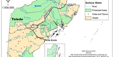 Mapa Toledo powiat Belize