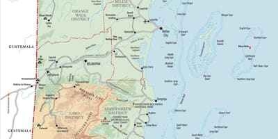 Mapa turystyka wiejska ofBelize 